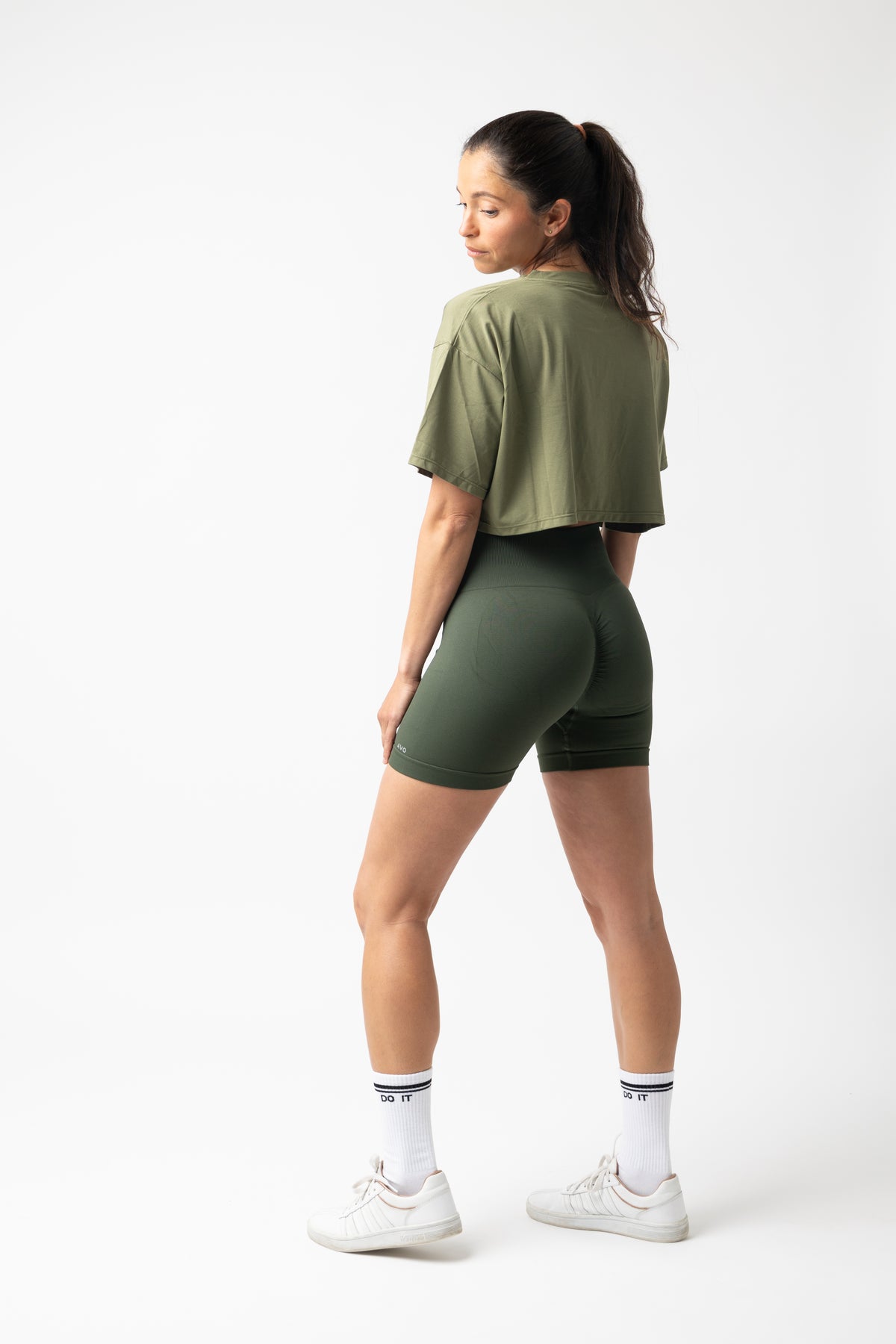 Olive High-Waisted Shorts